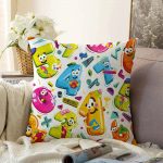 Realhomes Renkli Sayılar Dijital Baskılı Modern Raşel Kadife Kırlent Kılıfı Realhomes