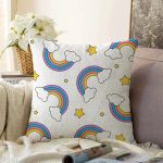 - Sonil-K-4901-Gorsel1 - Realhomes  Realhomes Beyaz Zeminde Unicorn Gökkuşağı Dijital Baskılı Modern Raşel Kadife Kırlent Kılıfı Realhomes