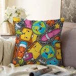 Realhomes Renkli Eşyalar Dijital Baskılı Modern Raşel Kadife Kırlent Kılıfı Realhomes