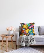 Realhomes Renkli Eşyalar Dijital Baskılı Modern Raşel Kadife Kırlent Kılıfı Realhomes