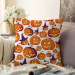 - Sonil-K-4905-Gorsel1 - Realhomes  Realhomes Beyaz Zeminde Balkabağı Dijital Baskılı Modern Raşel Kadife Kırlent Kılıfı Realhomes