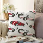 Realhomes Yarış Arabalı Dijital Baskılı Modern Raşel Kadife Kırlent Kılıfı Realhomes