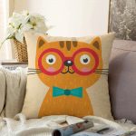 - Sonil-K-4911-Gorsel1 - Realhomes  Realhomes Renkli Kedi Dijital Baskılı Modern Raşel Kadife Kırlent Kılıfı Realhomes