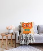 - Sonil-K-4911-Gorsel2 - Realhomes  Realhomes Renkli Kedi Dijital Baskılı Modern Raşel Kadife Kırlent Kılıfı Realhomes