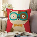 Realhomes Renkli Kedi Dijital Baskılı Modern Raşel Kadife Kırlent Kılıfı Realhomes