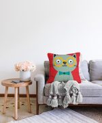 - Sonil-K-4915-Gorsel2 - Realhomes  Realhomes Renkli Kedi Dijital Baskılı Modern Raşel Kadife Kırlent Kılıfı Realhomes