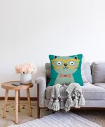 Realhomes Renkli Kedi Dijital Baskılı Modern Raşel Kadife Kırlent Kılıfı Realhomes