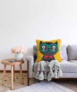 Realhomes Renkli Kedi Dijital Baskılı Modern Raşel Kadife Kırlent Kılıfı Realhomes