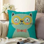 - Sonil-K-4923-Gorsel1 - Realhomes  Realhomes Renkli Kedi Dijital Baskılı Modern Raşel Kadife Kırlent Kılıfı Realhomes