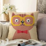 Realhomes Renkli Kedi Dijital Baskılı Modern Raşel Kadife Kırlent Kılıfı Realhomes