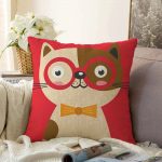 - Sonil-K-4925-Gorsel1 - Realhomes  Realhomes Renkli Kedi Dijital Baskılı Modern Raşel Kadife Kırlent Kılıfı Realhomes