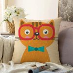 Realhomes Renkli Kedi Dijital Baskılı Modern Raşel Kadife Kırlent Kılıfı Realhomes