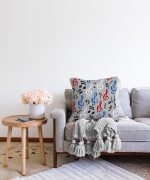 Realhomes Gri Zeminli Sol Anahtarlı Dijital Baskılı Modern Raşel Kadife Yastık Kılıfı Realhomes