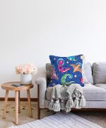 Realhomes Sevimli Dinazorlar Dijital Baskılı Modern Raşel Kadife Yastık Kılıfı Realhomes