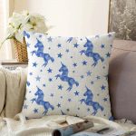 Realhomes Beyaz Zeminde Pembe Yıldız Dijital Baskılı Modern Raşel Kadife Yastık Kılıfı Realhomes