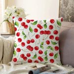- Sonil-K-4945-Gorsel1 - Realhomes Realhomes Beyaz Zeminde Kiraz Desenli Dijital Baskılı Modern Raşel Kadife Yastık Kılıfı Realhomes