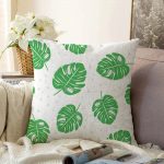 - Sonil-K-4953-Gorsel1 - Realhomes  Realhomes Beyaz Zeminde Yapraklar Dijital Baskılı Modern Raşel Kadife Yastık Kılıfı Realhomes