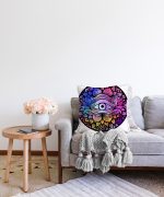 - Sonil-K-5009-Gorsel2 - Realhomes  Realhomes Beyaz Zeminde Renkli Üçüncü Göz Motifli Raşel Kadife Kırlent Kılıfı Realhomes