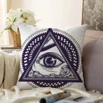 - Sonil-K-5013-Gorsel1 - Realhomes  Beyaz Zeminde Lacivert Üçüncü Göz Dijital Baskılı Dekoratif Raşel Kadife Yastık Kırlent Kılıfı Realhomes