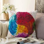 - Sonil-K-5029-Gorsel1 - Realhomes  Renkli Uzak Doğu Denge İkonlu Dijital Baskılı Dekoratif Raşel Kadife Yastık Kırlent Kılıfı Realhomes