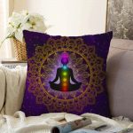 - Sonil-K-5039-Gorsel1 - Realhomes  Gökyüzü Desenli Yoga Motifli Özel Tasarım Dijital Baskılı Raşel Kadife Yastık Kılıfı Realhomes