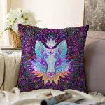 Renkli Zeminde Kurt Motifli Dekoratif Raşel Kadife Kırlent Kılıfı Realhomes