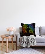 - Sonil-K-5046-Gorsel2 - Realhomes Siyah Zeminde Gökkuşağı Motifli Uzak Doğu Yoga Desenli Raşel Kadife Kırlent Kılıfı Realhomes