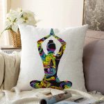 - Sonil-K-5050-Gorsel1 - Realhomes Beyaz Zeminde Gökkuşağı Yoga Desenli Raşel Kadife Kırlent Kılıfı Realhomes