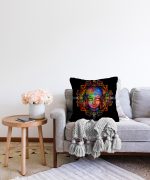 Siyah Zeminde Neon Buda Dekoratif Raşel Kadife Kırlent Kılıfı Realhomes