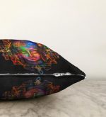 Siyah Zeminde Neon Buda Dekoratif Raşel Kadife Kırlent Kılıfı Realhomes