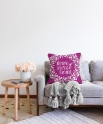 Home Sweet Home Dijital Baskılı Dekoratif Raşel Kadife Yastık Kırlent Kılıfı Realhomes