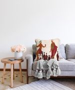 Şarap İçen Mısır Tanrıçaları Desenli Raşel Kadife Kırlent Kılıfı Realhomes