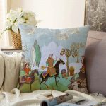 Realhomes Özel Tasarım Atlı Raşel Kadife Kırlent Kılıfı Realhomes