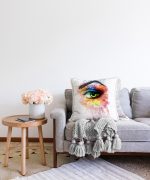 - Sonil-K-5075-Gorsel2 - Realhomes  Yeşil Göz Kirpik Motifli Dekoratif Dijital Baskılı Raşel Kadife Kırlent Kılıfı Realhomes