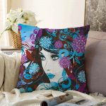 - Sonil-K-5085-Gorsel1 - Realhomes  Mavi Ağırlıklı Çiçek Motifli Beautiful Girl Dekoratif Raşel Kadife Yastık Kılıfı Realhomes