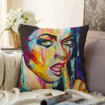 - Sonil-K-5091-Gorsel1 - Realhomes  Dudak Temalı Sulu Boya Fashion Women Modern Raşel Kadife Kırlent Kılıfı Realhomes