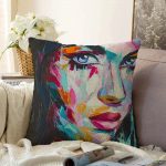 - Sonil-K-5092-Gorsel1 - Realhomes  Göz Kirpik Dudak Motifli Sulu Boya Dekoratif Raşel Kadife Yastık Kılıfı Realhomes