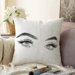 - Sonil-K-5096-Gorsel1 - Realhomes  Realhomes Beyaz Zeminde Kirpik Motifli Özel Tasarım Raşel Kadife Yastık Kılıfı Realhomes