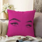 - Sonil-K-5096fusya-Gorsel1 - Realhomes  Realhomes Fuşya Zeminde Kirpik Motifli Özel Tasarım Raşel Kadife Yastık Kılıfı Realhomes