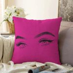 - Sonil-K-5096fusyaayna-Gorsel1 - Realhomes  Realhomes Fuşya Zeminde Kirpik Motifli Özel Tasarım Raşel Kadife Yastık Kılıfı Realhomes