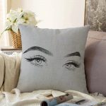 - Sonil-K-5096gri-Gorsel1 - Realhomes  Realhomes Gri Zeminde Kirpik Motifli Özel Tasarım Raşel Kadife Yastık Kılıfı Realhomes