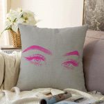 - Sonil-K-5096kolaj-Gorsel1 - Realhomes  Realhomes Gri Zeminde Fuşya Kirpik Motifli Özel Tasarım Raşel Kadife Yastık Kılıfı Realhomes
