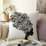 Siyah Beyaz Zenci Kadın Motifli Modern Dekoratif Raşel Kadife Kırlent Kılıfı Realhomes