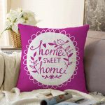 Home Sweet Home Dijital Baskılı Dekoratif Raşel Kadife Yastık Kırlent Kılıfı Realhomes