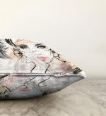 Karakalem Çizimli Fashion Women Dekoratif Raşel Kadife Kırlent Kılıfı Realhomes