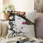 - Sonil-K-5104-Gorsel1 - Realhomes  Şapkalı Fashion Girl Desenli Raşel Kadife Kırlent Kılıfı Realhomes