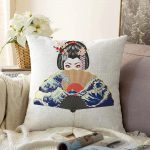 Yelpazali Japan Kadın Motifli Dekoratif Raşel Kadife Yastık Kılıfı Realhomes