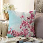 - Sonil-K-5111-Gorsel1 - Realhomes  Bulutlar İçinde Pembe Dallar Dekoratif Raşel Kadife Kırlent Kılıfı Realhomes