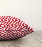 Özel Tasarım Kırmızı İkat Desenli Dijital Baskılı Raşel Kadife Yastık Kırlent Kılıfı Realhomes