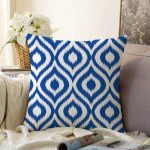 - Sonil-K-5116lacivert-Gorsel1 - Realhomes  Özel Tasarım Lacivert İkat Desenli Dijital Baskılı Raşel Kadife Yastık Kırlent Kılıfı Realhomes